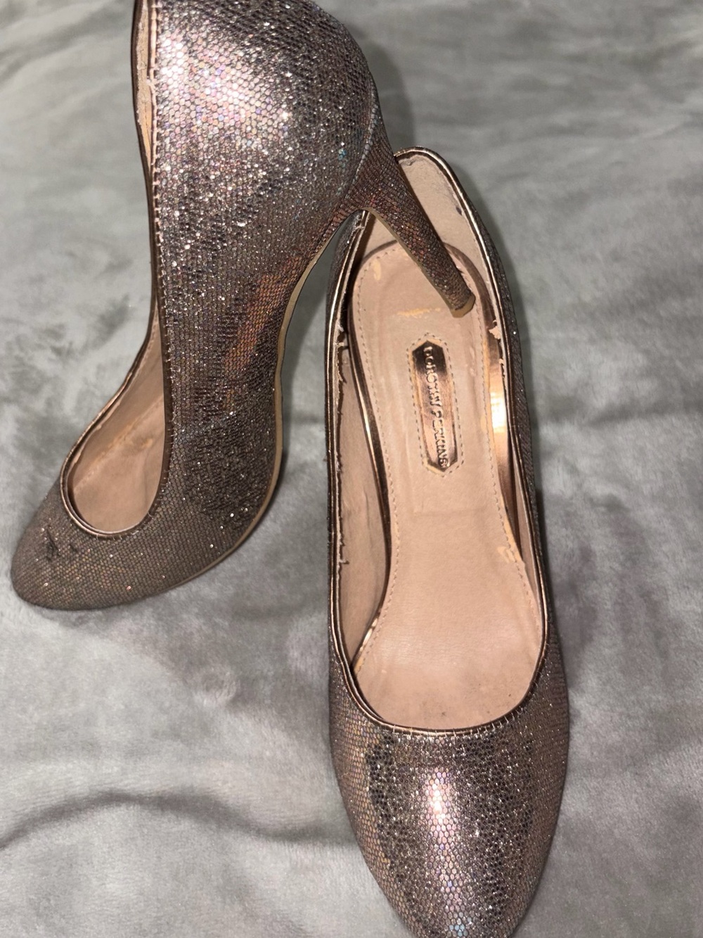 Dorothy Perkins Glitter Stiletto Pumps in Rose Gold